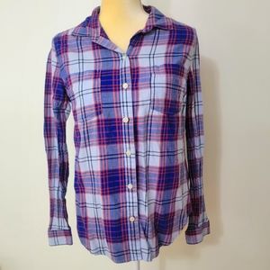Old Navy Blue & Red Plaid Button Down Shirt Size S